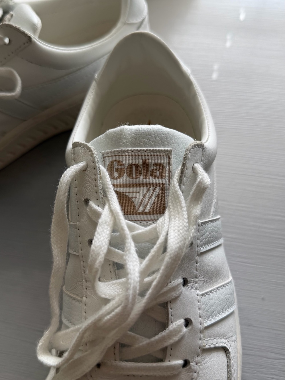 Gola White Leather Sneakers with Gold Logo - Picture 4 of 6